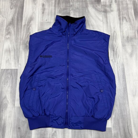Columbia Jackets & Blazers - ✅  Womens M VTG Columbia Reversible Vest Blue Black  fleece Nylon W/Pockets